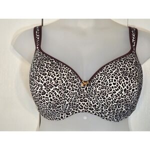 Cacique Women's Leopard Print Underwire Padded Balconette Bra Size 44DDD